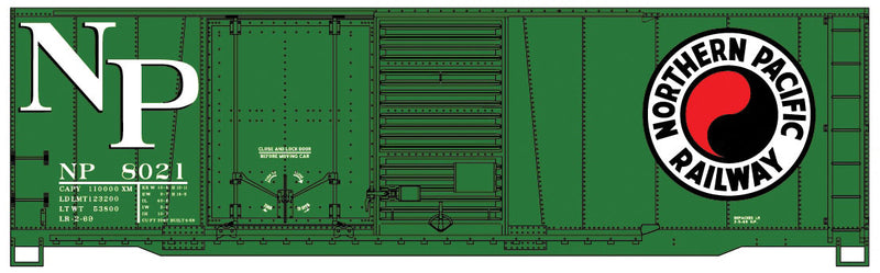 40' Combination Door Steel Boxcar - Kit -- Northern Pacific #8021 (green, Large Logo)