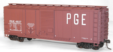 40' Combination Door Steel Boxcar - Kit -- Pacific Great Eastern #4927 (Boxcar Red, Billboard PGE)