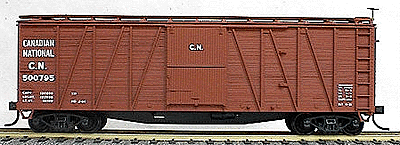 40' Single-Sheathed Wood Boxcar w/Wood Doors & Wood Ends - Kit -- Canadian National (Oxide)
