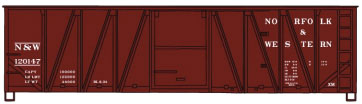 40' Wood 8-Panel Outside-Braced Boxcar w/Wood Doors & Ends - Kit -- Norfolk & Western #120147 (Boxcar Red)