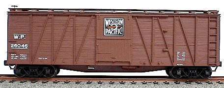 40' Single-Sheathed Wood Boxcar w/Wood Doors & Wood Ends - Kit -- Western Pacific (Oxide)