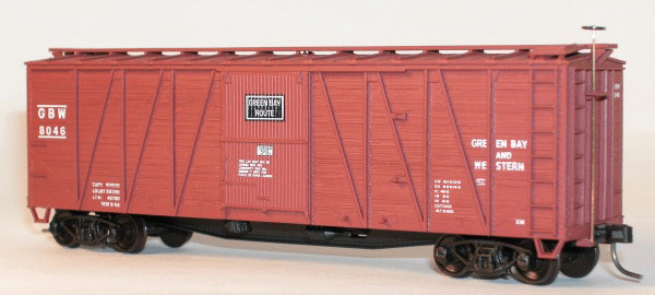 40' Single-Sheathed Wood Boxcar w/Wood Doors & Wood Ends - Kit -- Green Bay & Western