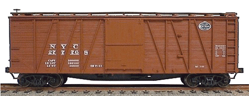 40' Single-Sheathed Wood Boxcar w/Wood Doors & Steel Ends - Kit -- New York Central 8-Panel