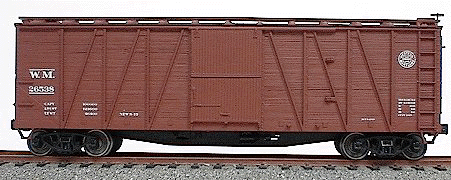 40' Single-Sheathed Wood Boxcar w/Wood Doors & Steel Ends - Kit -- Western Maryland (Oxide)