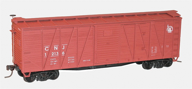 40' Single-Sheathed Wood Boxcar w/Steel Doors & Ends - Kit -- Central Railroad of New Jersey #12136 (Boxcar Red, Small Logo)