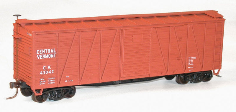 40' Single-Sheathed Wood Boxcar w/Steel Doors & Ends - Kit -- Central Vermont #43042 (Boxcar Red)