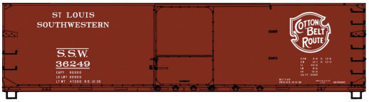 USRA 40' Double-Sheathed Wood Boxcar - Kit -- Cotton Belt SSW #36249 (Boxcar Red, Large Logo)