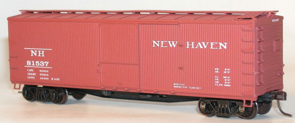 USRA 40' Double-Sheathed Wood Boxcar - Kit -- New Haven #84263 (Boxcar Red, Lettering Straddling Door Stop)