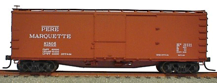 USRA 40' Double-Sheathed Wood Boxcar - Kit -- Pere Marquette (Mineral Red w/white lettering)