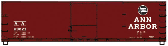 USRA 40' Double-Sheathed Wood Boxcar - Kit -- Ann Arbor #69823 (Boxcar Red, black; Flag Logo)