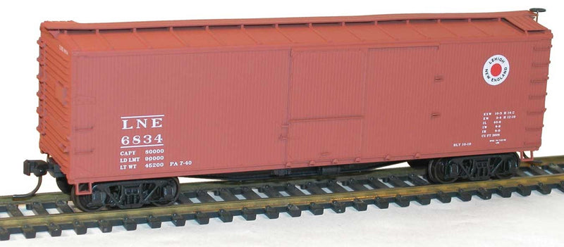USRA 40' Double-Sheathed Wood Boxcar - Kit -- Lehigh & New England #6834 (Boxcar Red, white, red, Fried Egg Logo)