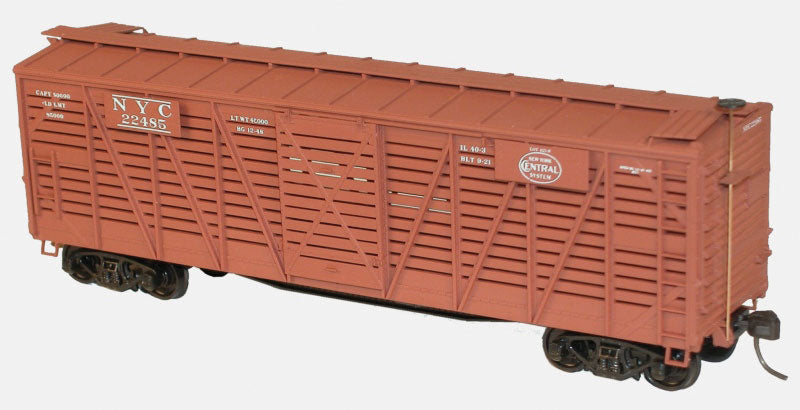40' Wood Stock Car - Kit -- New York Central #22485 (Boxcar Red, System Logo)
