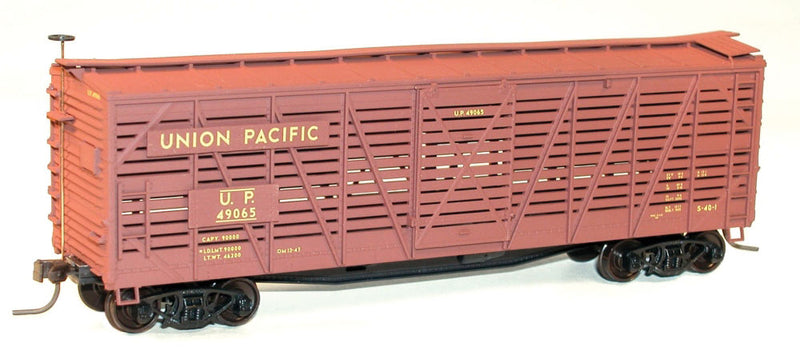 40' Wood Stock Car - Kit -- Union Pacific #49065 (Boxcar Red, yellow)