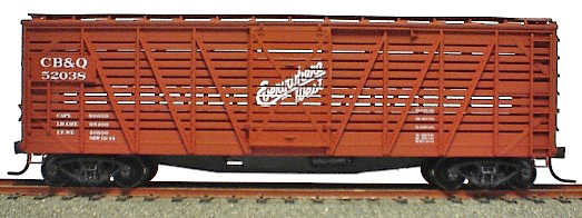 40' Wood Stock Car - Kit (Plastic) -- Chicago, Burlington & Quincy (Mineral Red)-1