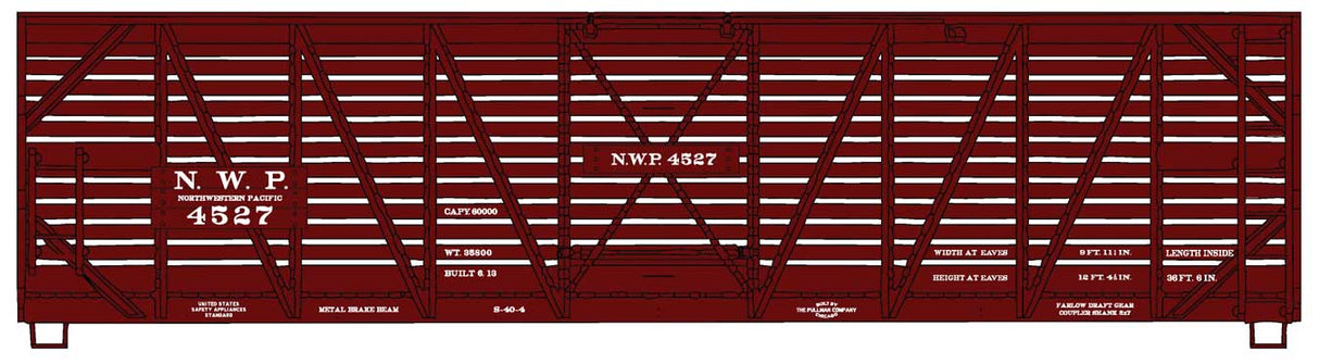40' Wood Stock Car - Kit -- Northwestern Pacific #4527 (Boxcar Red)
