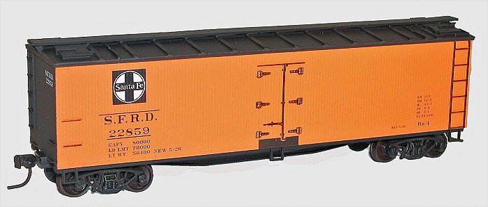40' Wood Reefer - Kit -- Santa Fe SFRD (orange, black, Square Logo)