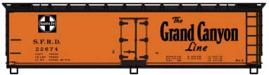 40' Wood Reefer - Kit -- Santa Fe 22674 (orange, black, Grand Canyon Slogan, Map on Other Side)