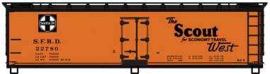 40' Wood Reefer - Kit -- Santa Fe SFRD #22780 (orange, black; "The Scout..." Slogan, Map Logo)