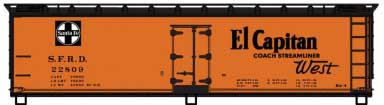 40' Wood Reefer - Kit -- Santa Fe 22809 (orange, black, El Capitan Slogan, Map on Other Side)