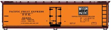 40' Wood Reefer - Kit -- Pacific Fruit Express #52493 (orange, Boxcar Red, black; WP Feather River Lo