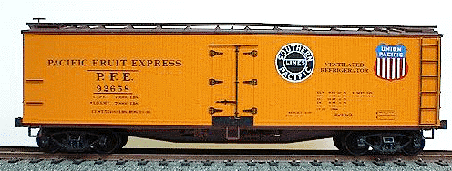 40' Wood Reefer - Plastic Kit -- Pacific Fruit Express w/UP & SP Heralds (orange, Tuscan Red)