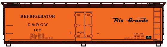 40' Wood Reefer - Kit -- Denver & Rio Grande Western 167 (orange, black)