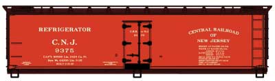 40' Wood Reefer - Kit -- Central Railroad of New Jersey 9375 (orange, black)