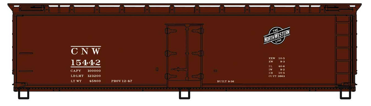 40' Wood Reefer - Kit -- Chicago & North Western 15442 (Boxcar Red, black)