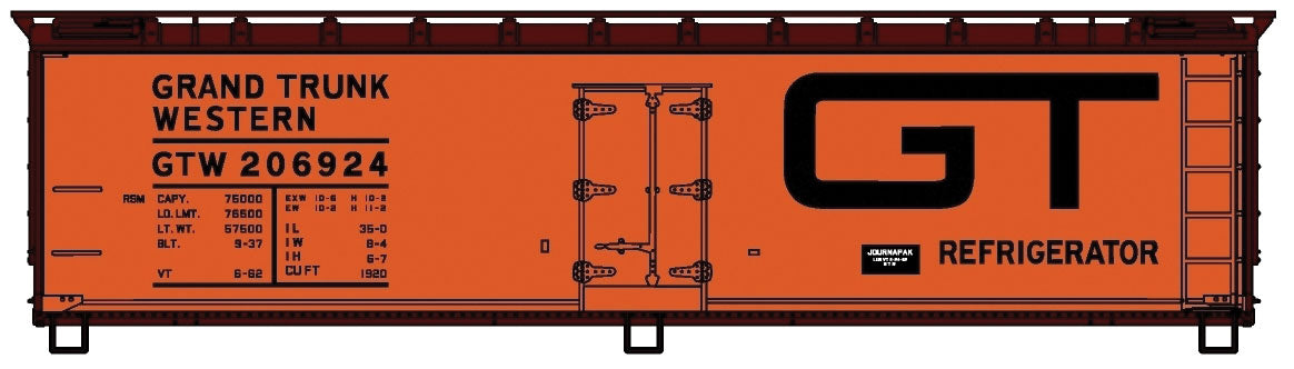 40' Wood Reefer - Kit -- Grand Trunk Western 206924 (orange, black, Large GT Logo)