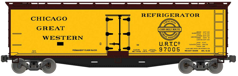 Early 40' Wood Reefer - Kit -- Chicago Great Western URTC 97005 (yellow, Boxcar Red, Corn Belt Logo)