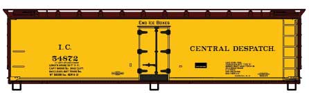 Early 40' Wood Reefer - Kit -- Illinois Central Despatch 54872 (yellow, Boxcar Red)