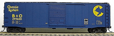50' Single-Door Riveted-Side Boxcar - Kit -- Chessie System (blue)