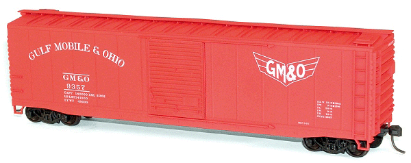 50' Single-Door Riveted-Side Boxcar - Kit -- Gulf, Mobile & Ohio #9357 (red, Wings Logo)