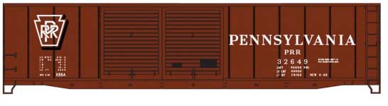 50' Riveted Double-Door Boxcar w/High Ladders & Roofwalk - Kit -- Pennsylvania Railroad #32649 (Tuscan, Shadow Keystone)