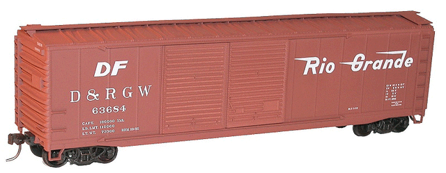 50' Steel Double-Door Boxcar w/High Ladders & Roofwalk - Kit -- Denver & Rio Grande Western #63684 (Boxcar Red, Flying Grande)