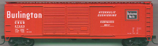 AAR 50' Riveted-Side Double-Door Boxcar - Kit -- Chicago, Burlington & Quincy (bright red)