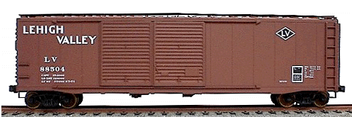 AAR 50' Riveted-Side Double-Door Boxcar - Kit -- Lehigh Valley (Mineral Red)