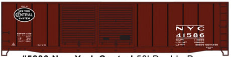 AAR 50' Riveted-Side Double-Door Boxcar - Kit -- New York Central #41586 (Boxcar Red, black, System Logo)