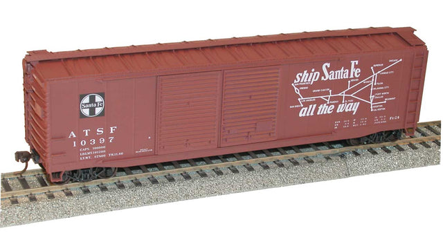 AAR 50' Riveted-Side Double-Door Boxcar - Kit -- Santa Fe #10397 (Boxcar Red, Map & Ship Santa Fe Slogan)