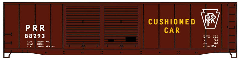 AAR 50' Riveted-Side Double-Door Boxcar - Kit -- Pennsylvania Railroad 88293 (Boxcar Red, yellow, Plain Keystone)