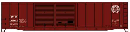 AAR 50' Riveted-Side Double-Door Boxcar - Kit -- Western Maryland 31047 (Boxcar Red, Fast Freight Logo)