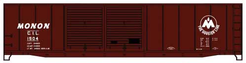 AAR 50' Riveted-Side Double-Door Boxcar - Kit -- Monon 1504 (Boxcar Red, Hoosier Line Logo)