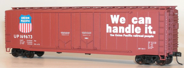 50' AAR Double Plug-Door Boxcar - Kit -- Union Pacific (Oxide Red, black, red, blue)