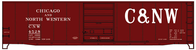 50' Steel Boxcar w/8' Superior Doors, Roofwalk, High Ladders, Brakewheel - K -- Chicago & North Western #4528 (Boxcar Red, Large C&NW)