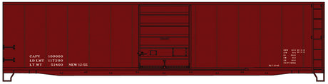 50' Steel Boxcar w/8' Superior Doors, Roofwalk, High Ladders, Brakewheel - K -- Data Only (Oxide)