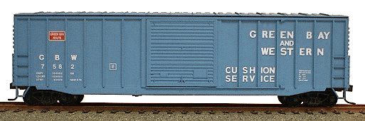 50' Exterior-Post Modern Boxcar - Kit -- Green Bay & Western (blue w/white & red lettering)
