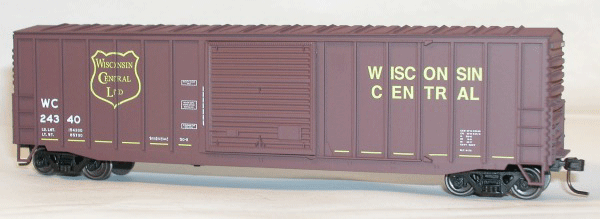 50' Exterior-Post Modern Boxcar - Kit -- Wisconsin Central (maroon)