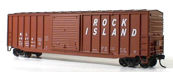 50' Exterior-Post Modern Boxcar - Kit -- Rock Island (Oxide, white, large italic Rock Island name
