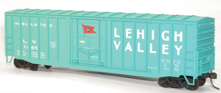 50' Exterior-Post Modern Boxcar - Kit -- Lehigh Valley (Jade Green, white, red & black diamond flag logo)