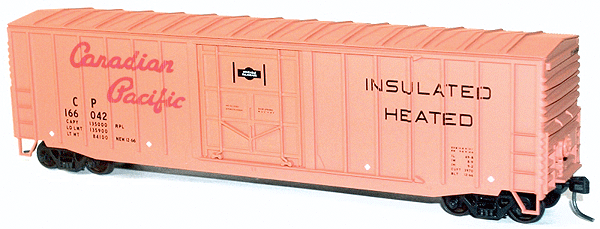 50' Exterior-Post Modern Boxcar - Kit -- Canadian Pacific #166042 (orange, Script Lettering, Insulated/Heated Marking